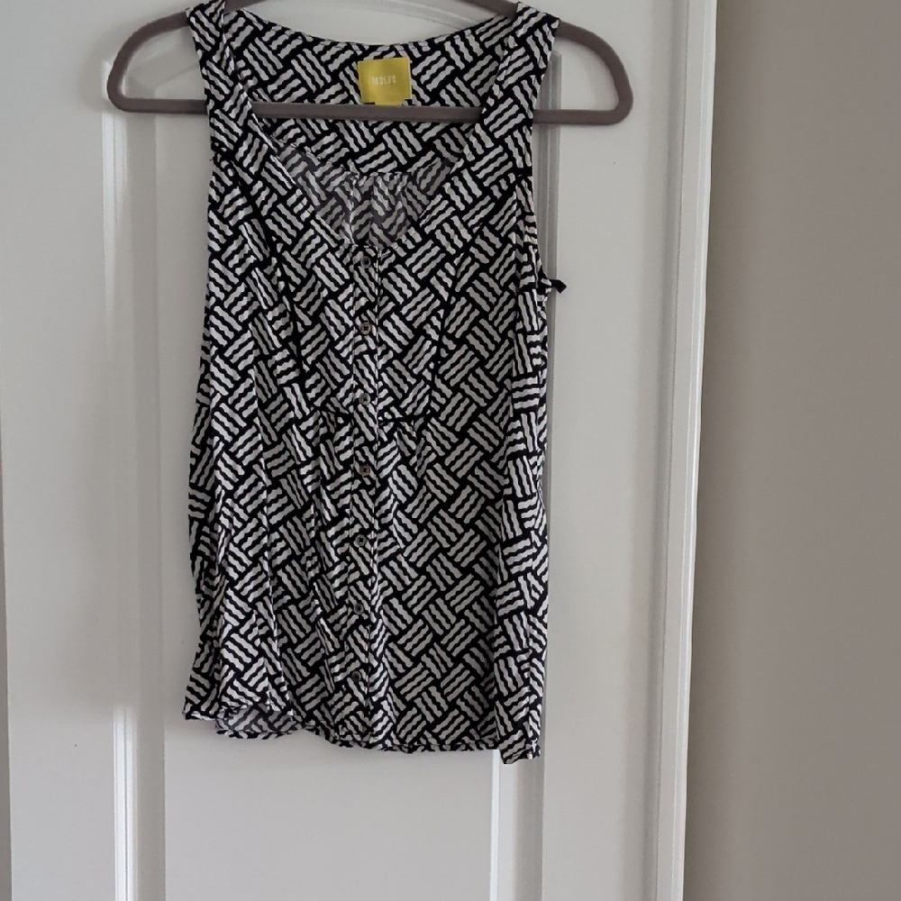 Maeve Black and White Geometric Blouse